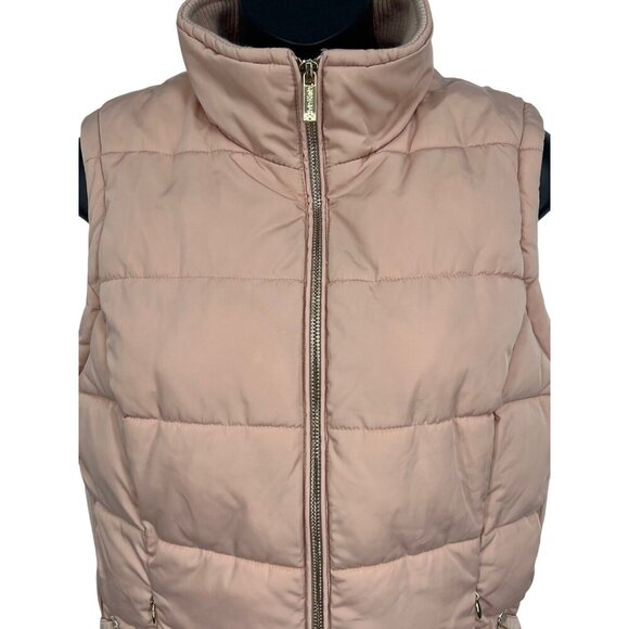 Calvin Klein Women XS Extra Small Quilt Puffer Vest Blush Pink Tie Lace Side EUC - Picture 2 of 9